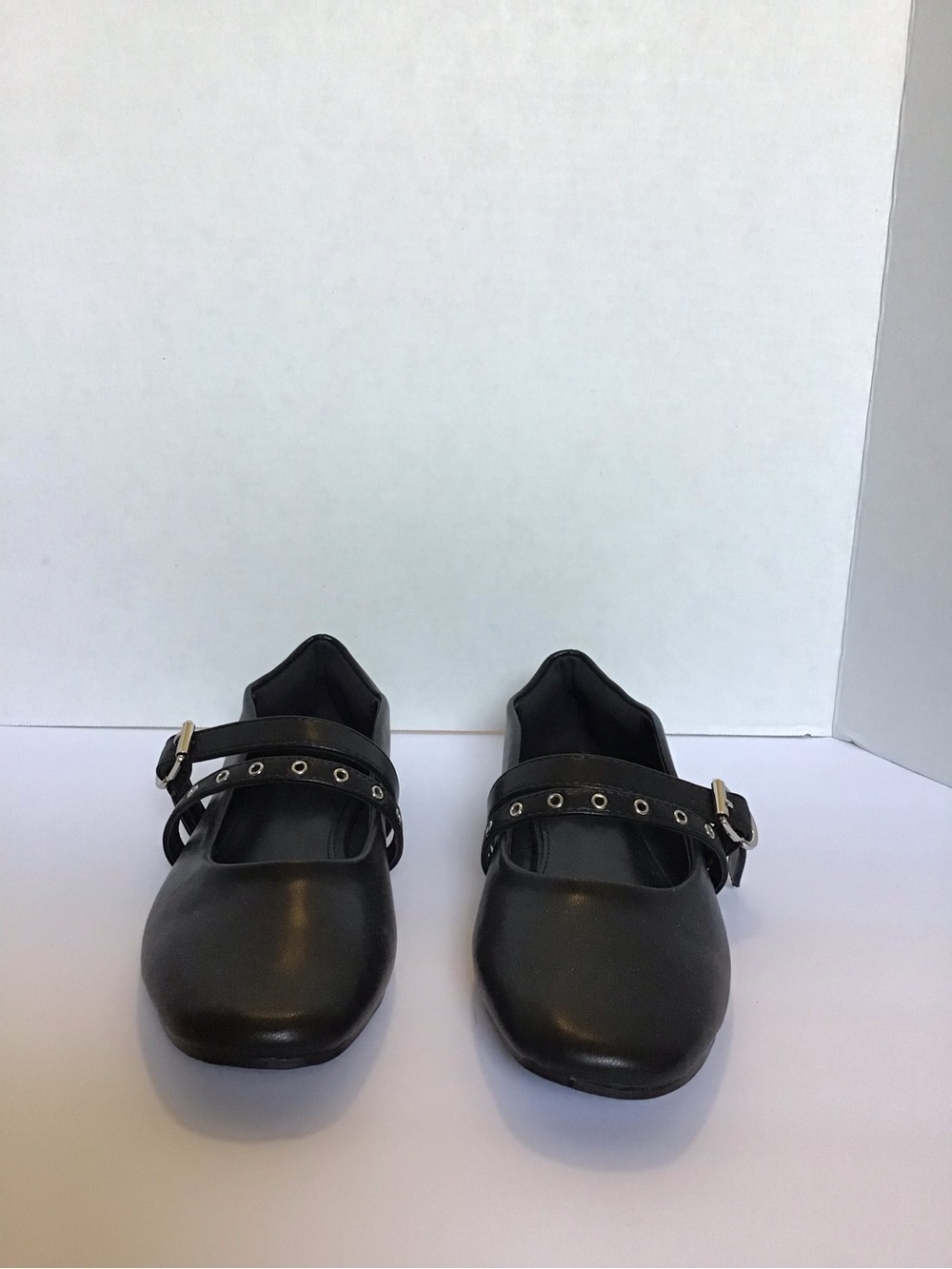 Classic Black Mary Jane Flats with Studded Strap